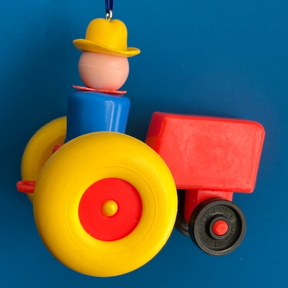 Vintage Fisher Price Little People Custom Christmas Ornament - Farmer on Tractor - Picture 2 of 2